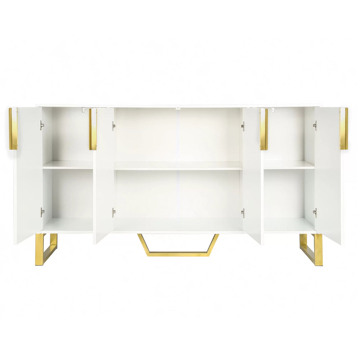 White 4 Door Buffet Sideboard with Metal Legs J19251
