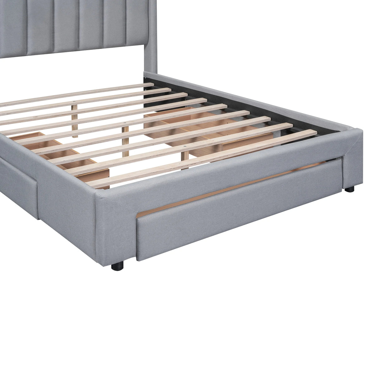 Queen Size Upholstery Platform Bed with Three Storage Drawers M599