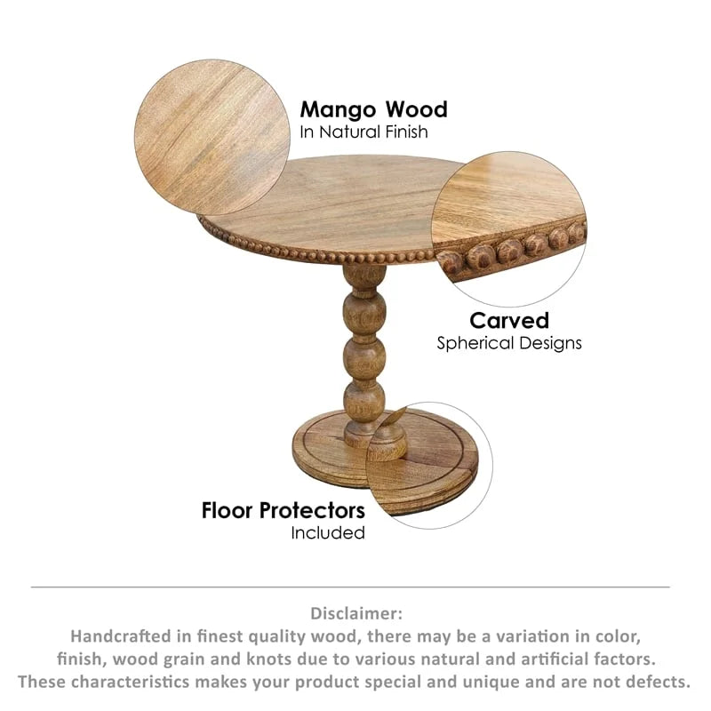 21 Inch Round Mango Wood Side End Table Y646
