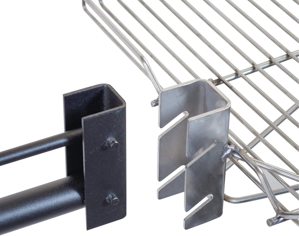 Stainless Steel Camping Grill with Cast Iron Cookware Hook Attachment Q440