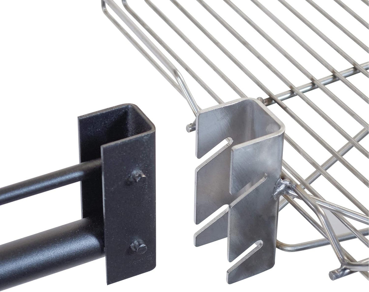 Stainless Steel Camping Grill with Cast Iron Cookware Hook Attachment Q440
