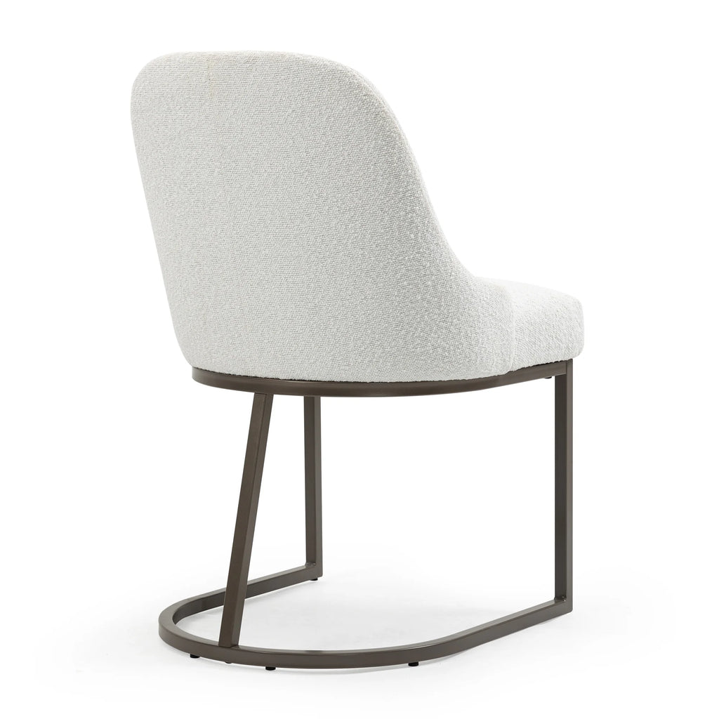 White Black Fabric Iron Dining Chair Set of 2 D438