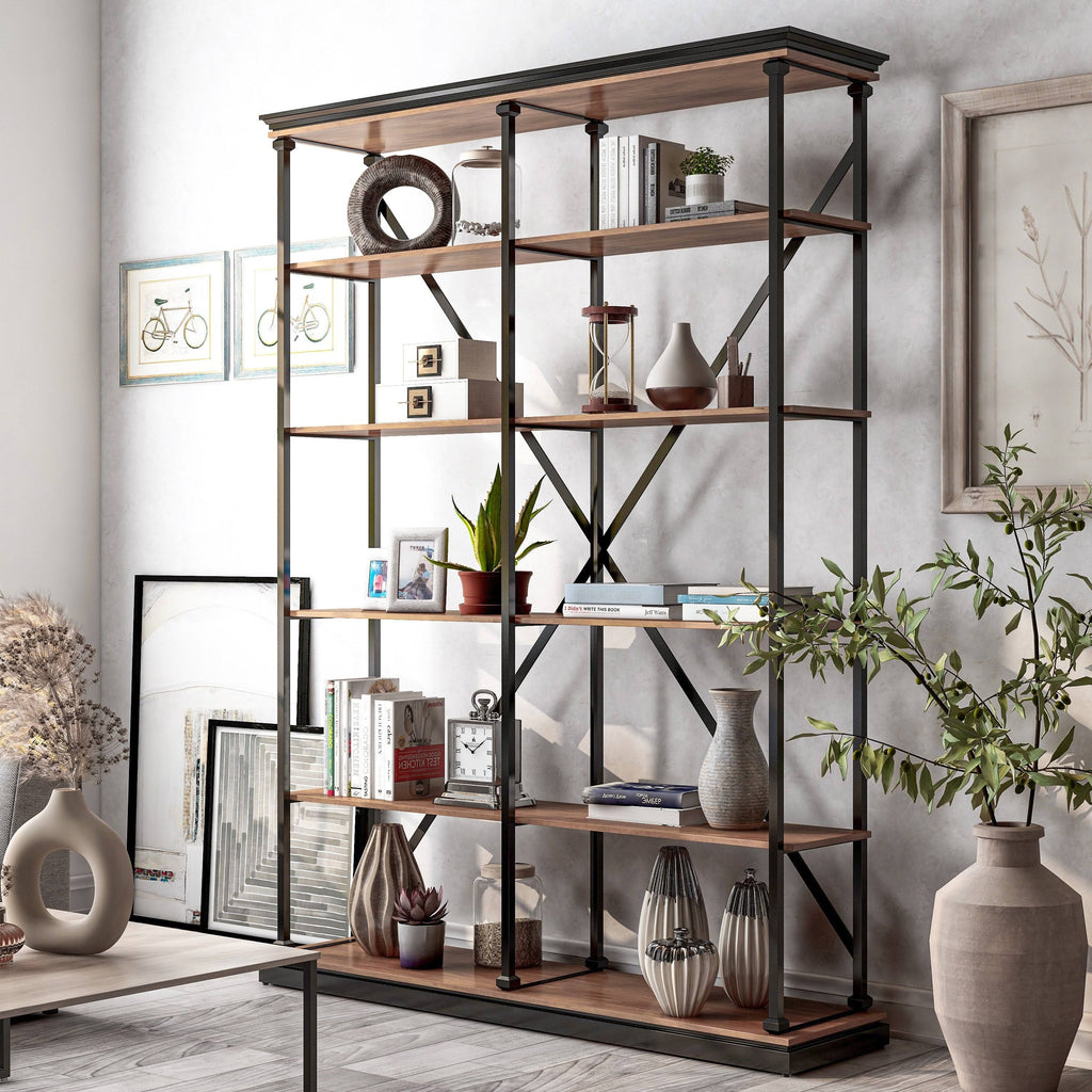 Antique Grey 5 Layer Metal Bookcase Y6892