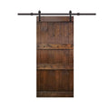 Brown Stained Solid Pine Wood Interior Sliding Barn Door with Hardware Kit R280808