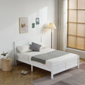 White Full Size Wood Platform Bed Frame with Headboard L887729