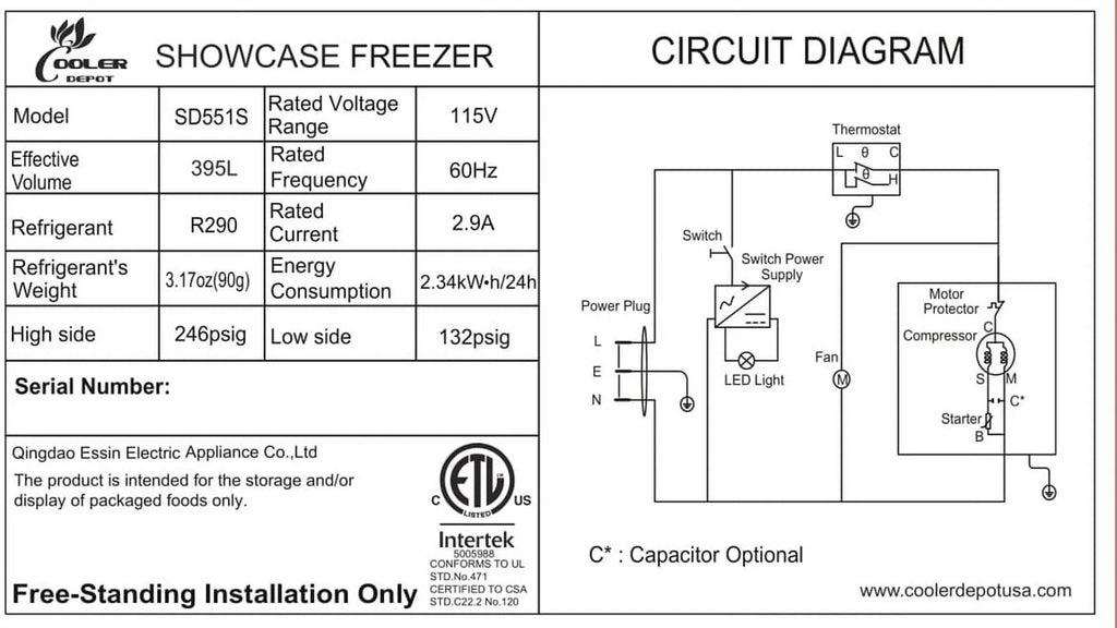 60 inches Glass Door Freezer L226