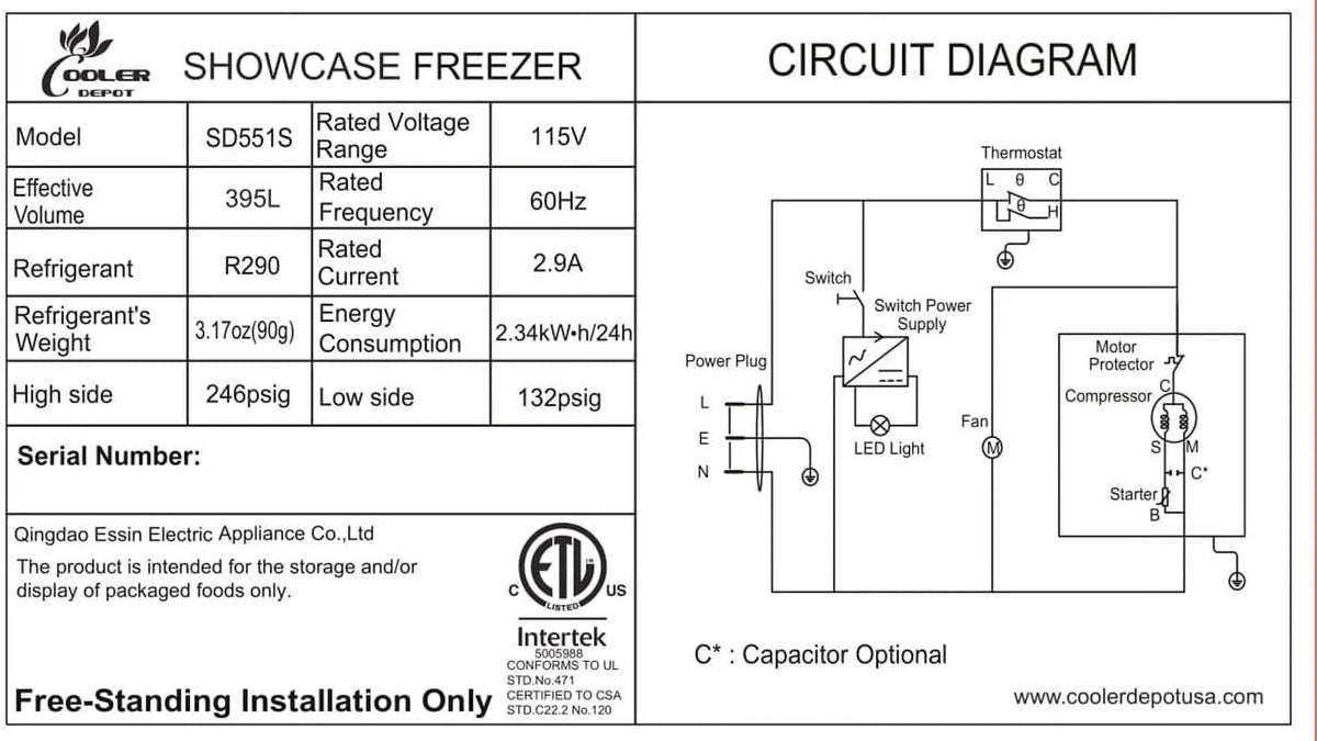 60 inches Glass Door Freezer L226