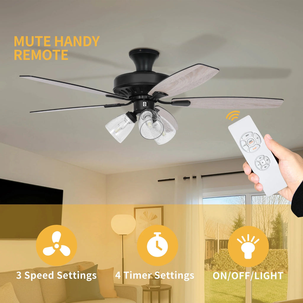 52in Ceiling Fan with Light and Remote N661635