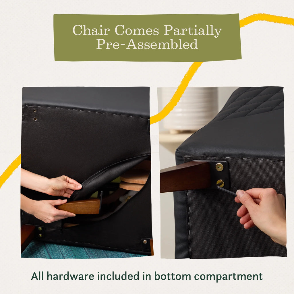 Black Faux Leather Club Chair P746