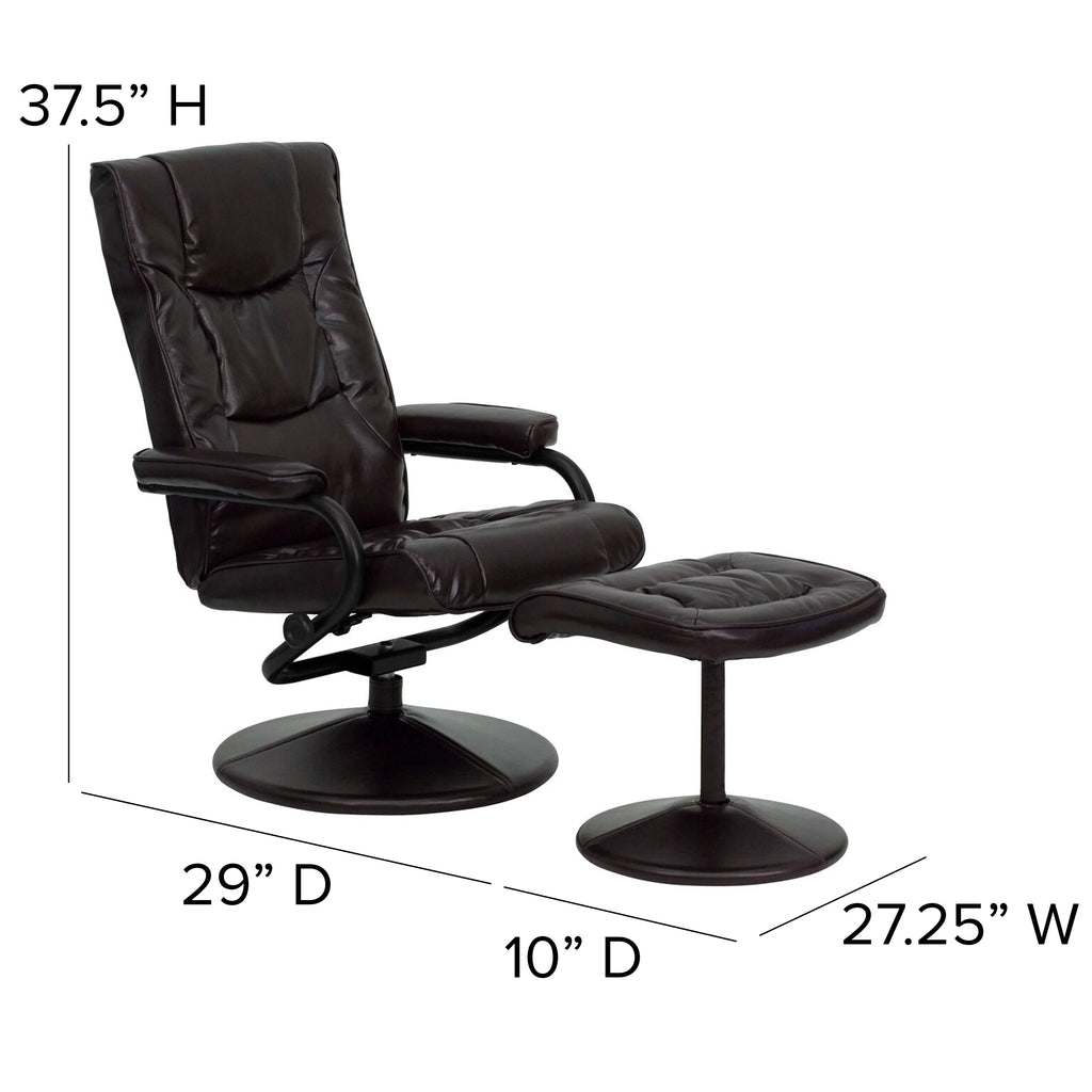 Brown Recliner and Ottoman X232