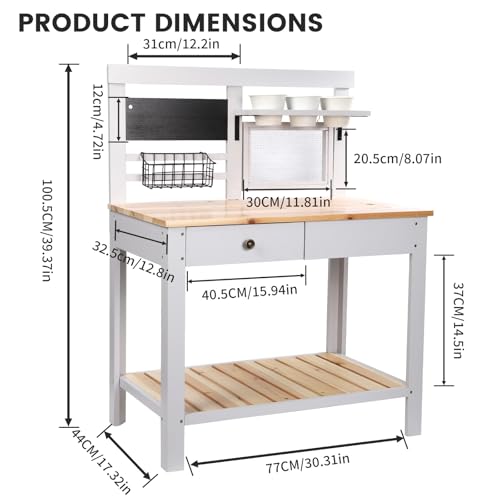 Wooden Outdoor Potting Bench Table with Sink N658280