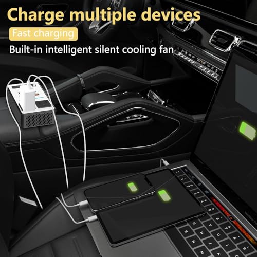 200W Car Power Inverter DC 12V to 110V AC with USB-C Voltage Display E514928