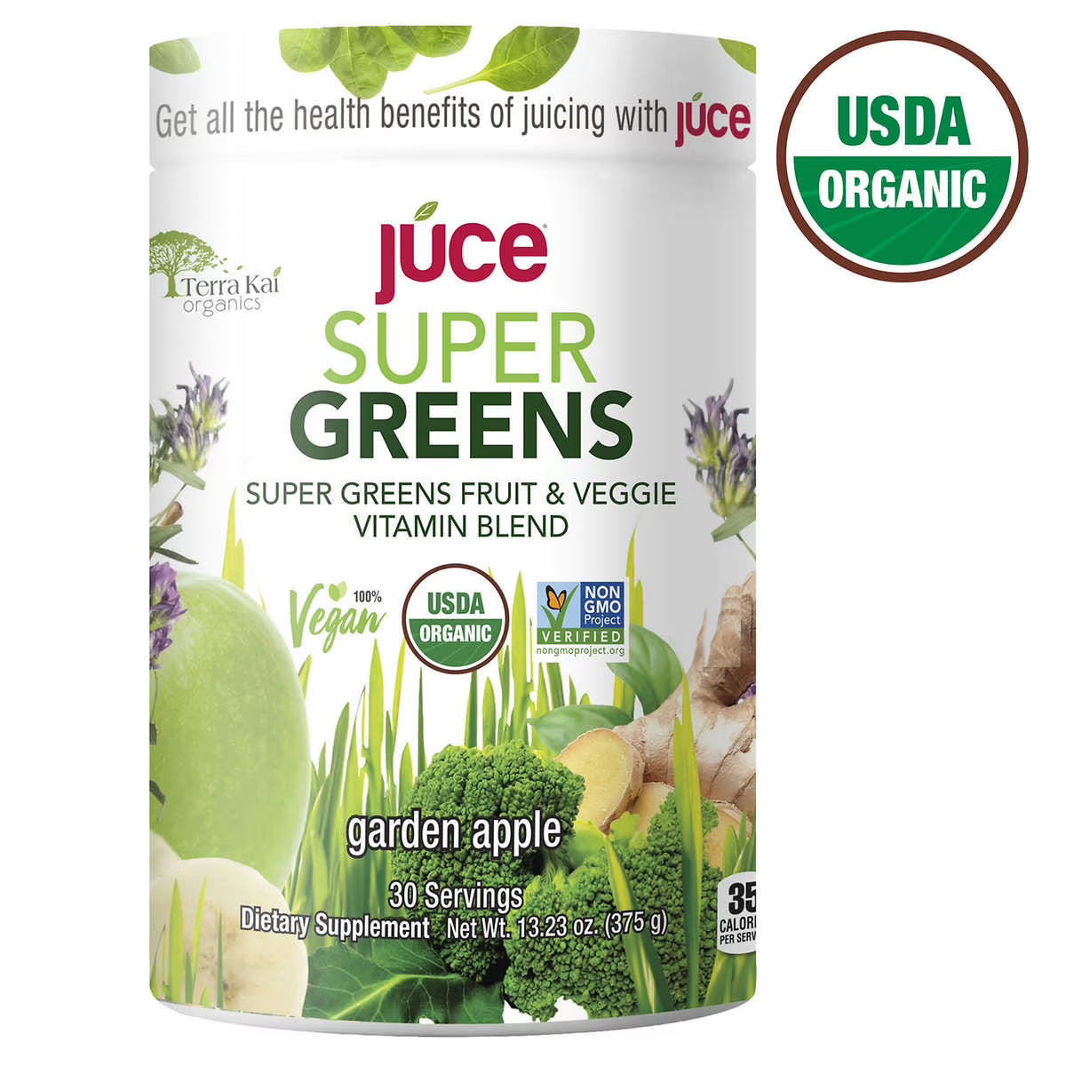 USDA Organic Super Greens Fruit and Veggie Powder, 13.23 Ounces V3244