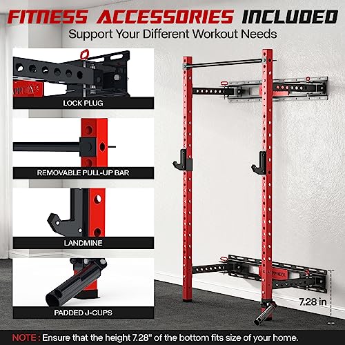 Wall Mounted Folding Squat Power Rack with Pull Up Bar D878138
