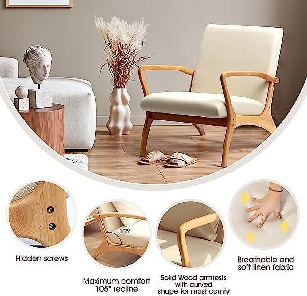 Accent Chair with Lumbar Pillow Upholstered Linen Fabric L83790