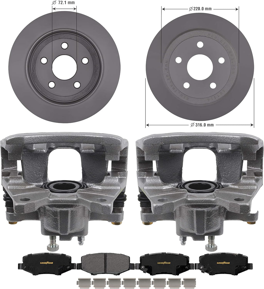 Rear Brake Kit Calipers Rotors Ceramic Pads A1879