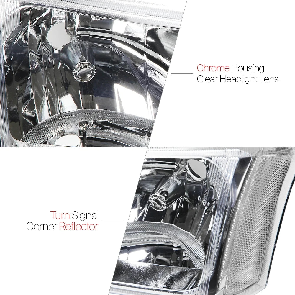 Chrome Housing Headlight Clear Signal for Chevy Silverado Avalanche X432