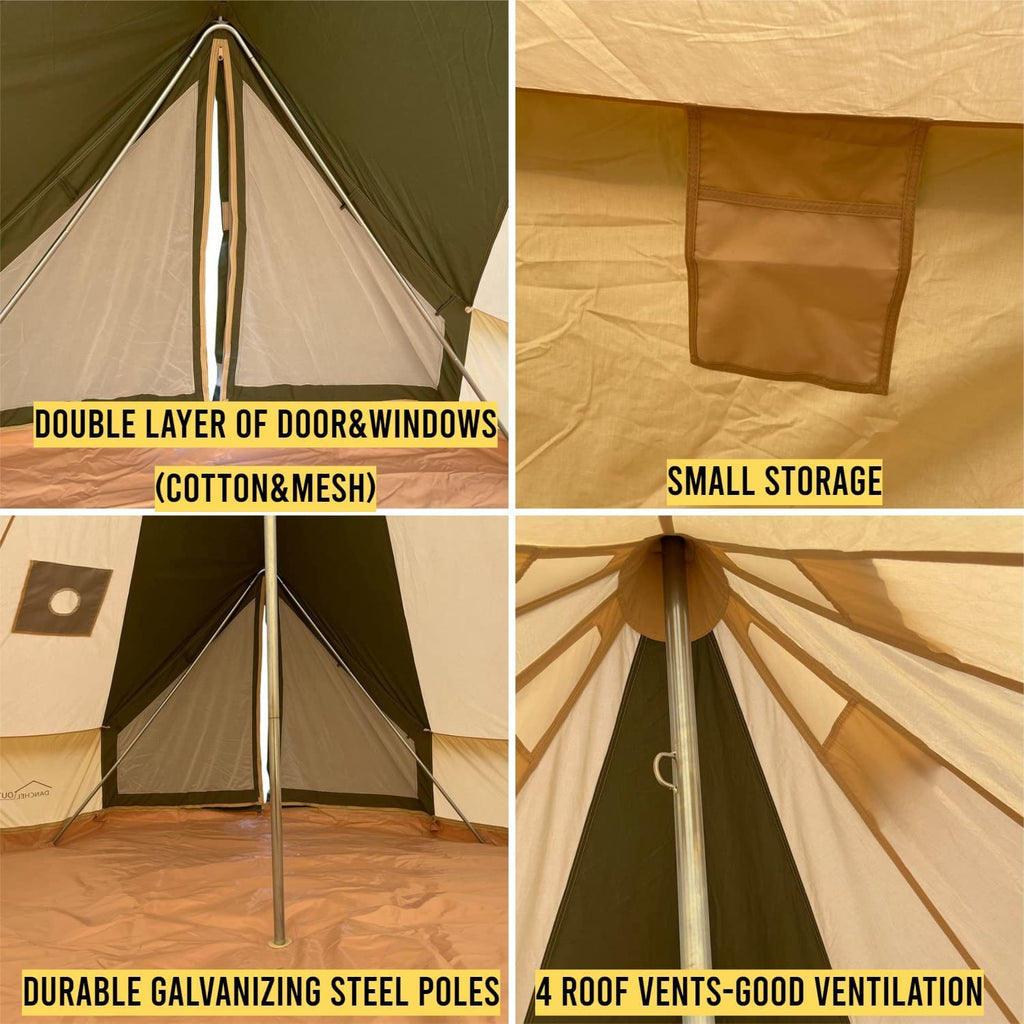Green Canvas Bell Tent 4 Person 13.2ft Diameter D517