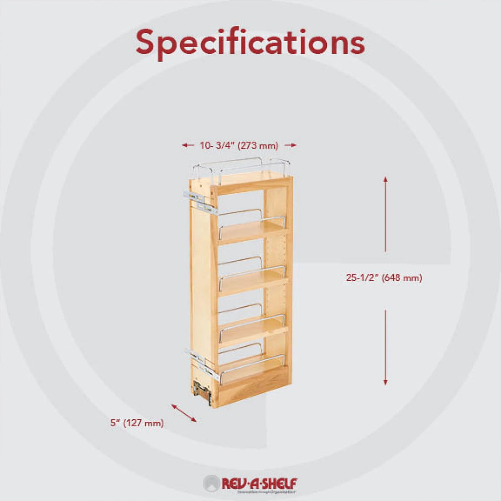 5-Inch Wood Pull Out Wall Cabinet Organizer O984