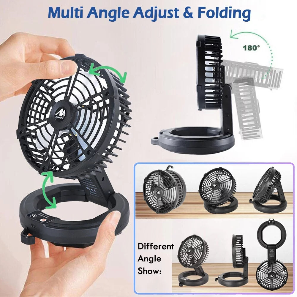 Rechargeable Camping Fan with LED Lantern T2376