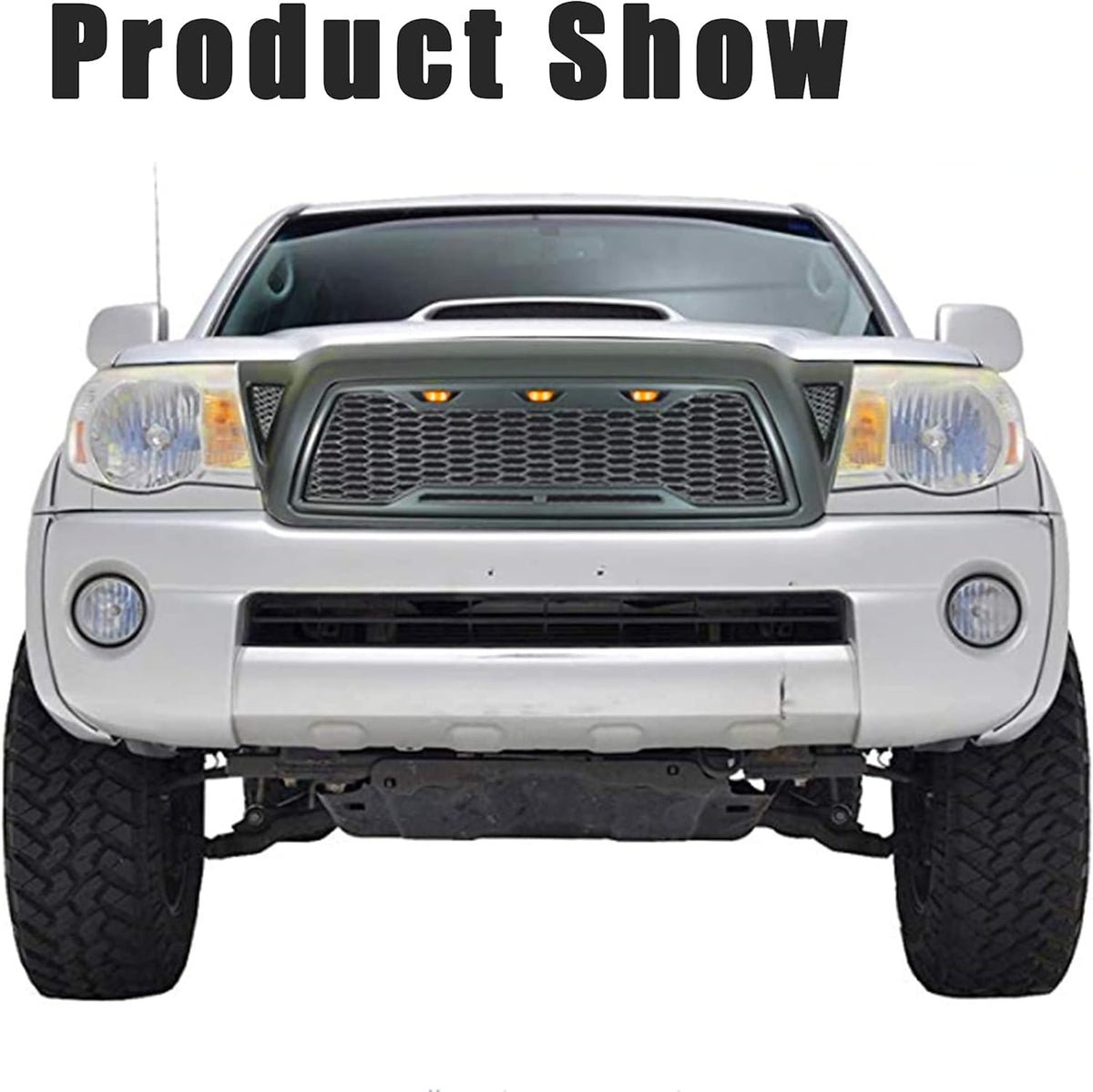 Matte Black ABS Plastic Tacoma Grill with 3 Amber Lights H63383