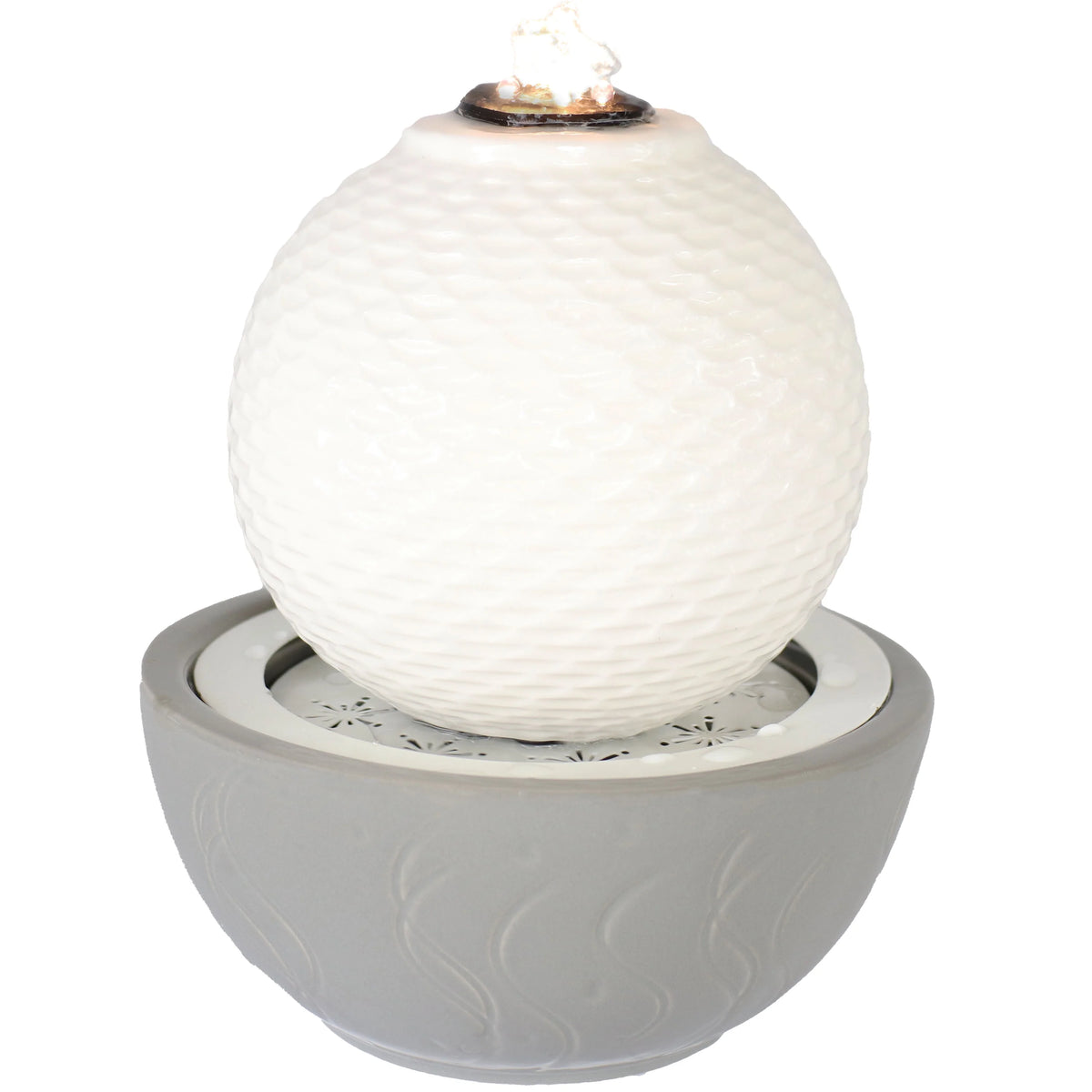 Patterned Sphere Indoor Water Fountain with Lights Z80460